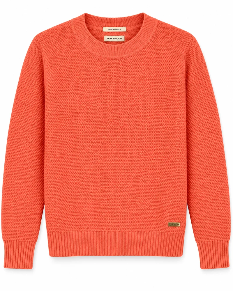 Tom Tailor Pullover Strickpullover Herren Stehkragen soft peach