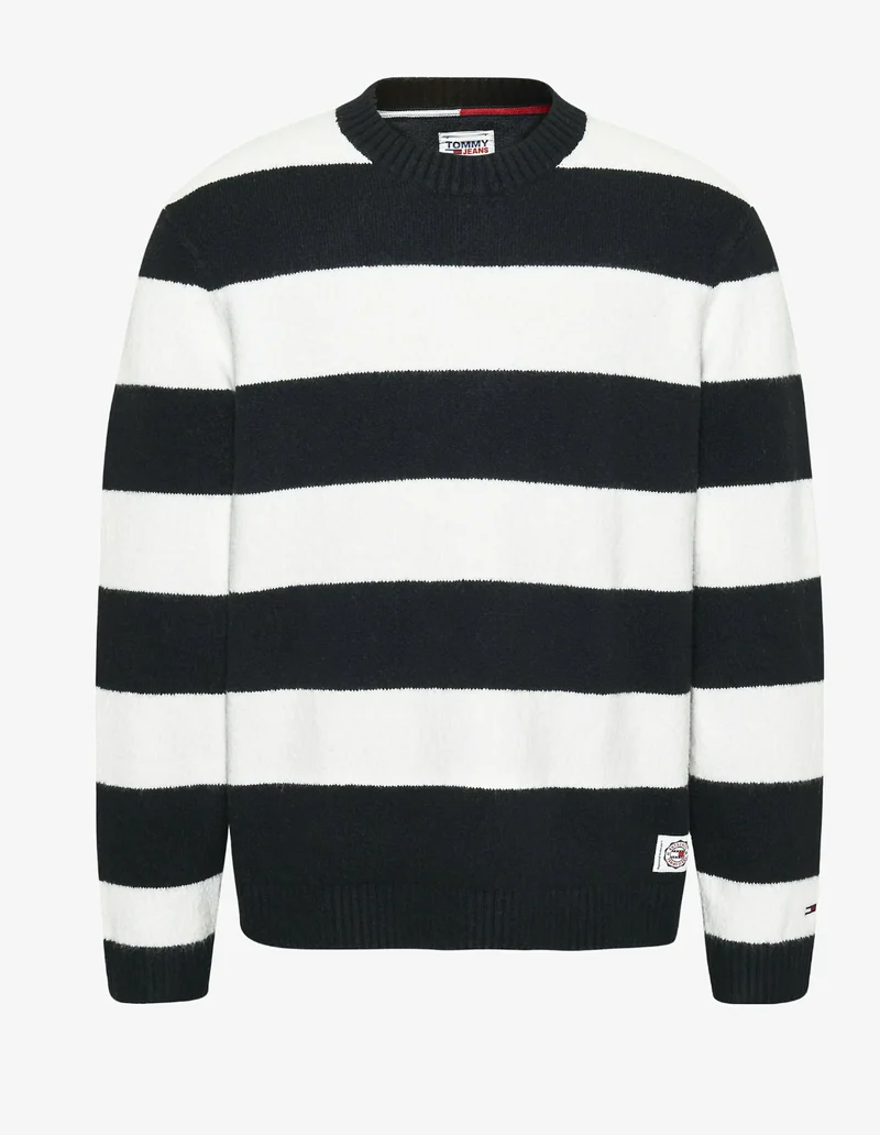 Tommy Jeans TEXTURED STRIPE Strickpullover Herren Pullover black stripe